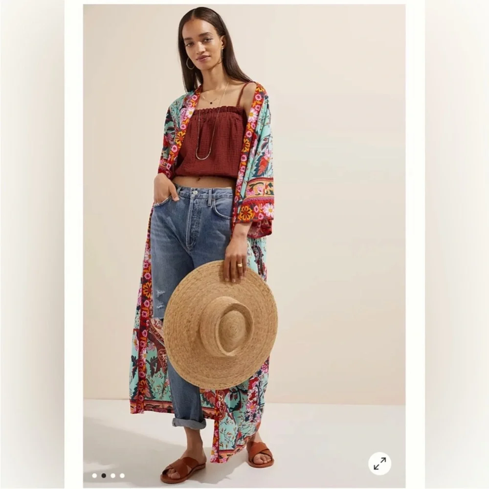 Anthropologie Radiant Floral Kimono Preowned 062/325 - Picture 4 of 8